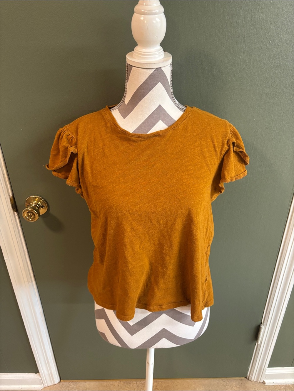 We The Free Short Sleeve Ruffle Tee - Mustard